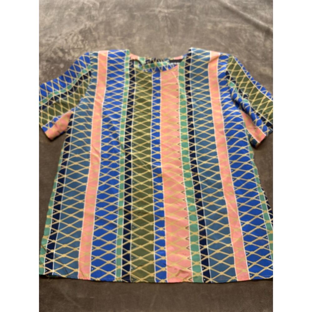 VINTAGE Notations Womens Size 12 pullover Blouse Geometric 1980's shoulder pads